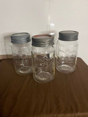 😄32oz Crown canning jars vintage 1937 1938 1945 glass lids zinc